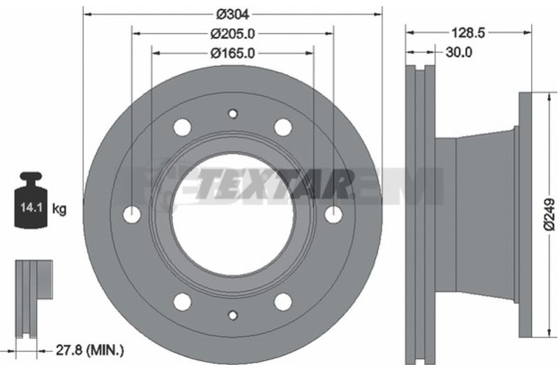 Lkw- und Busersatzteile - Bremssystem - Scheibenbremse und Trommelbremse - Bremsscheibe - TEX93188700