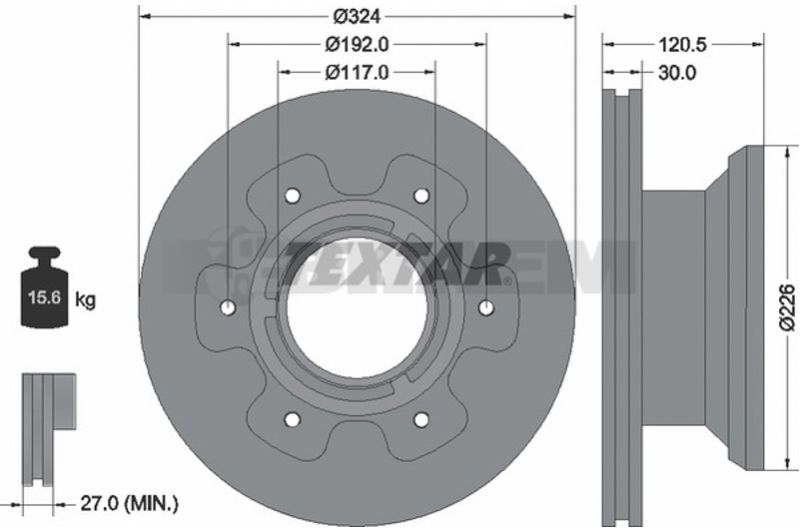 Lkw- und Busersatzteile - Bremssystem - Scheibenbremse und Trommelbremse - Bremsscheibe - TEX93191500