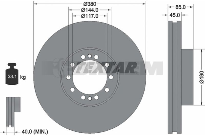 Lkw- und Busersatzteile - Bremssystem - Scheibenbremse und Trommelbremse - Bremsscheibe - TEX93192000