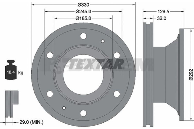 Lkw- und Busersatzteile - Bremssystem - Scheibenbremse und Trommelbremse - Bremsscheibe - TEX93221300