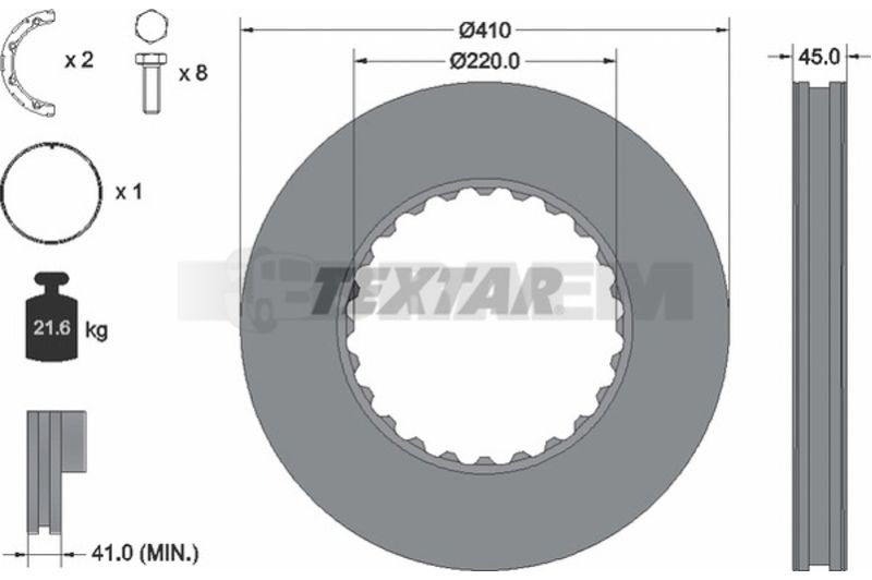 Lkw- und Busersatzteile - Bremssystem - Scheibenbremse und Trommelbremse - Bremsscheibe - TEX93322700