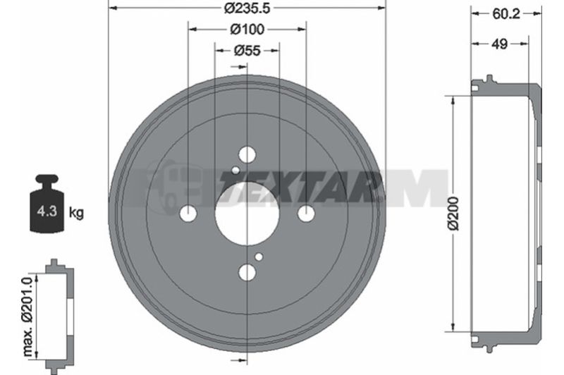 Truck and bus spare parts - Brake system - Brake discs and brake drums - Brake drum - TEX94025600