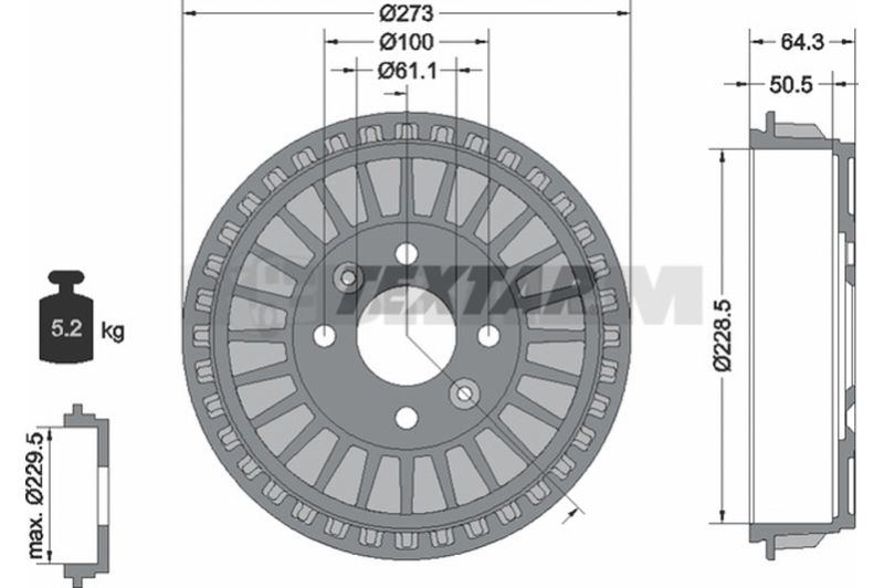 Lkw- und Busersatzteile - Bremssystem - Scheibenbremse und Trommelbremse - Bremstrommel - TEX94046100