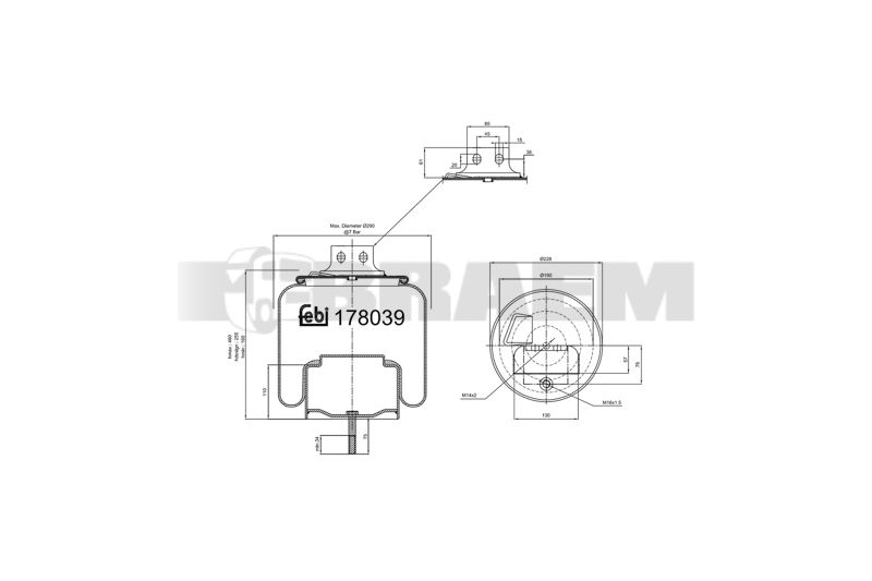 Pièces détachées camions et bus - Suspension - Suspension - Coussin pneumatique - VBA000.829