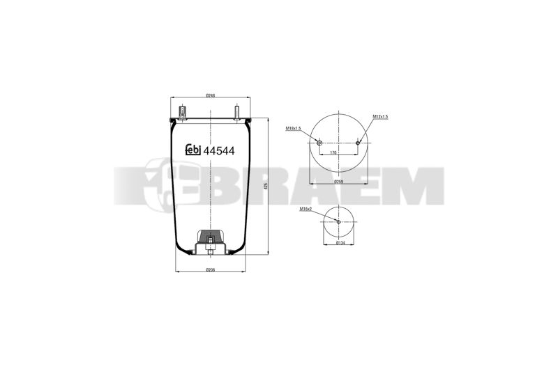 Pièces détachées camions et bus - Suspension - Suspension - Coussin pneumatique - VBA001.206