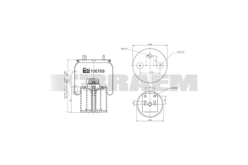 Pièces détachées camions et bus - Suspension - Suspension - Coussin pneumatique - VBA001.221