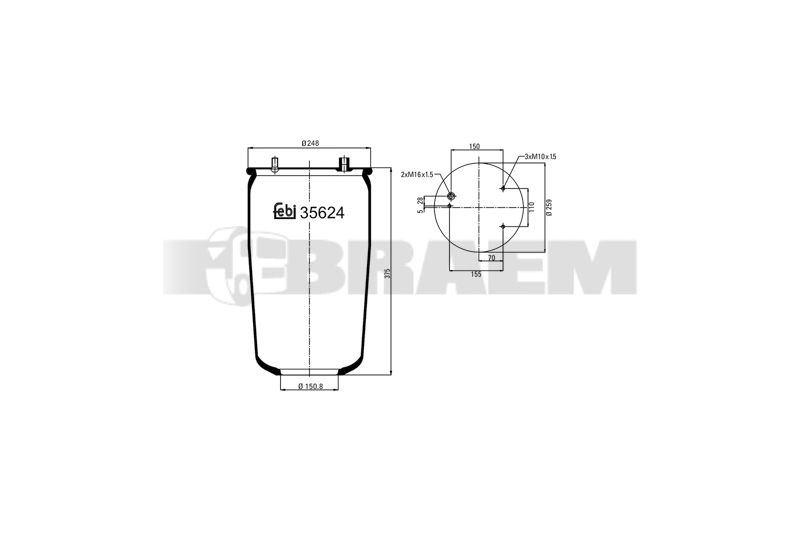 Pièces détachées camions et bus - Suspension - Suspension - Coussin pneumatique - VBA001.495