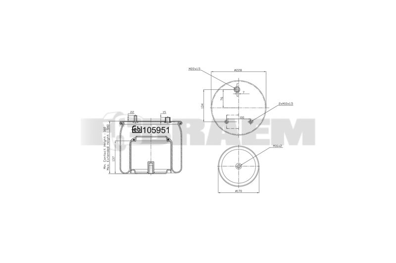 Pièces détachées camions et bus - Suspension - Suspension - Coussin pneumatique - VBA001.907