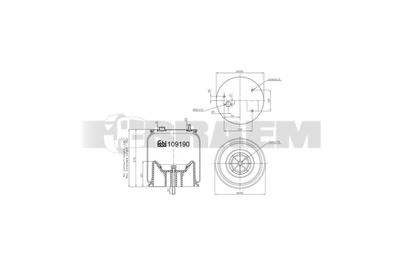 Pièces détachées camions et bus - Suspension - Suspension - Coussin pneumatique - VBA001.977