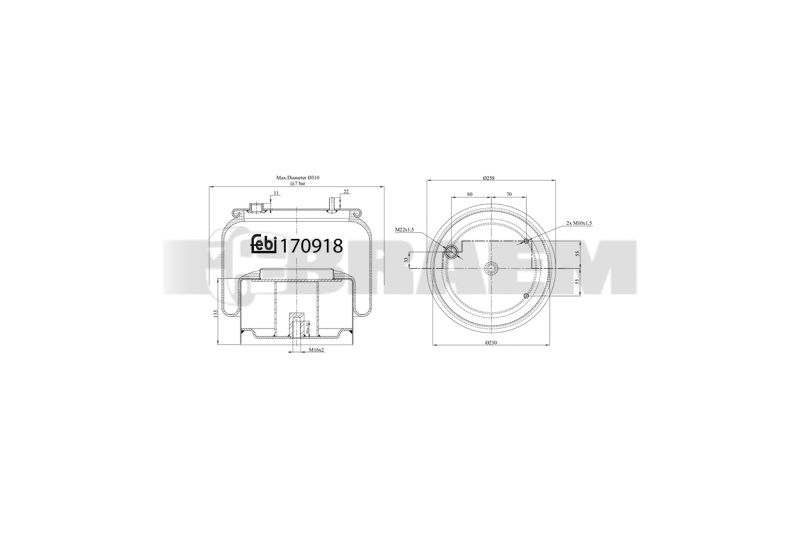 Pièces détachées camions et bus - Suspension - Suspension - Coussin pneumatique - VBA001.997