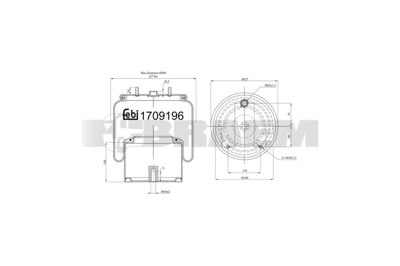 Pièces détachées camions et bus - Suspension - Suspension - Coussin pneumatique - VBA001.998