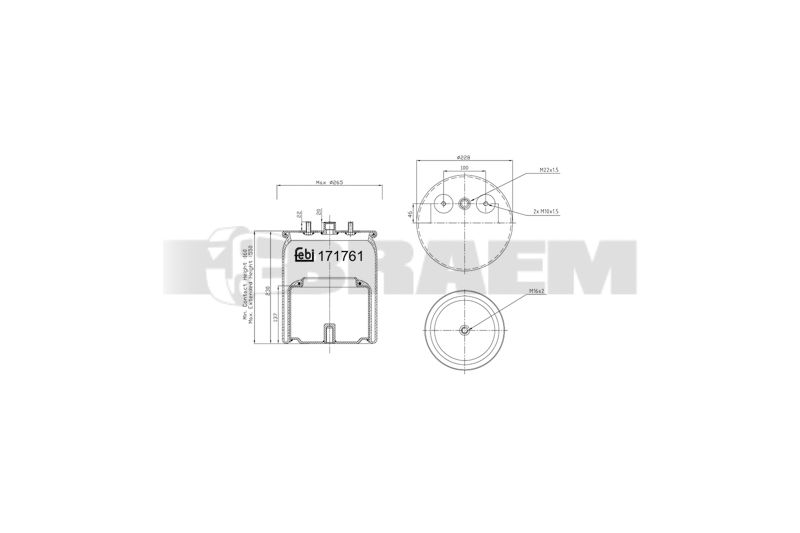 Pièces détachées camions et bus - Suspension - Suspension - Coussin pneumatique - VBA002.016