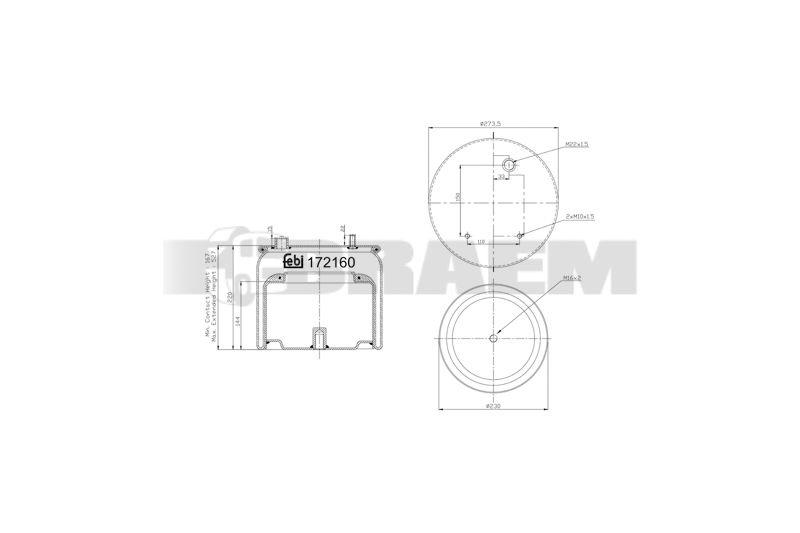 Pièces détachées camions et bus - Suspension - Suspension - Coussin pneumatique - VBA002.030