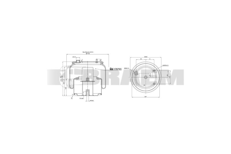 Pièces détachées camions et bus - Suspension - Suspension - Coussin pneumatique - VBA002.092