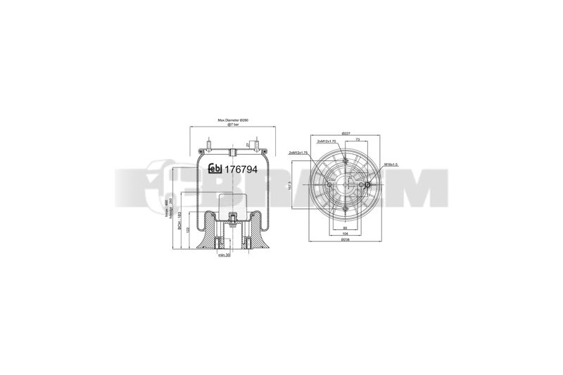 Pièces détachées camions et bus - Suspension - Suspension - Coussin pneumatique - VBA002.093