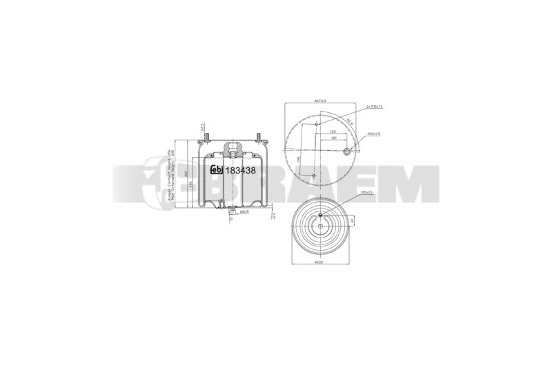 Pièces détachées camions et bus - Suspension - Suspension - Coussin pneumatique - VBA002.232