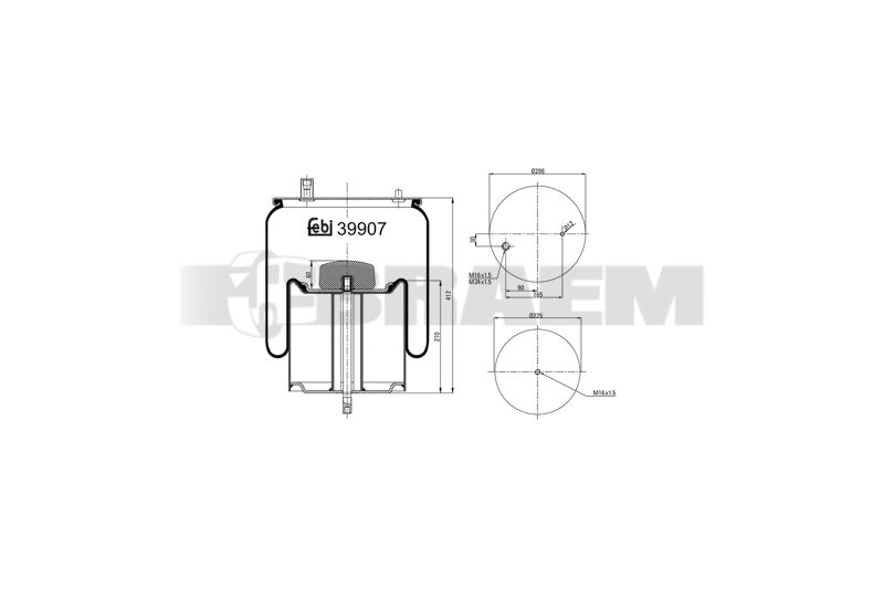 Pièces détachées camions et bus - Suspension - Suspension - Coussin pneumatique - VBA002.493