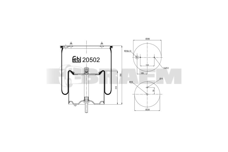 Pièces détachées camions et bus - Suspension - Suspension - Coussin pneumatique - VBA002.573