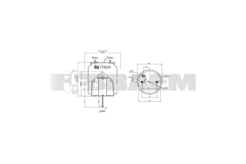 Pièces détachées camions et bus - Suspension - Suspension - Coussin pneumatique - VBA003.100