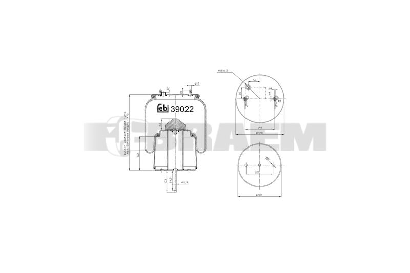 Pièces détachées camions et bus - Suspension - Suspension - Coussin pneumatique - VBA003.695