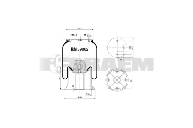 Pièces détachées camions et bus - Suspension - Suspension - Coussin pneumatique - VBA003.722
