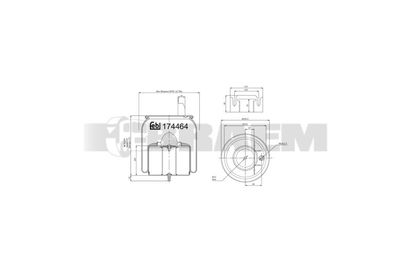 Pièces détachées camions et bus - Suspension - Suspension - Coussin pneumatique - VBA004.1196