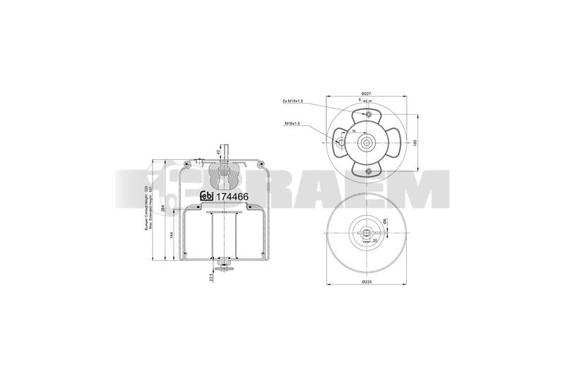 Pièces détachées camions et bus - Suspension - Suspension - Coussin pneumatique - VBA004.1197