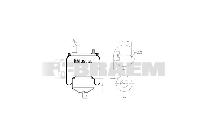 Pièces détachées camions et bus - Suspension - Suspension - Coussin pneumatique - VBA004.1964