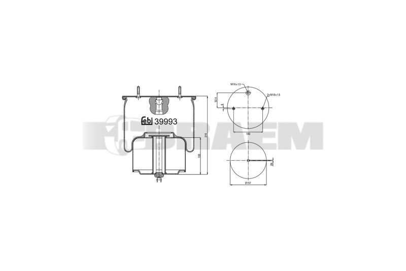 Pièces détachées camions et bus - Suspension - Suspension - Coussin pneumatique - VBA004.1970