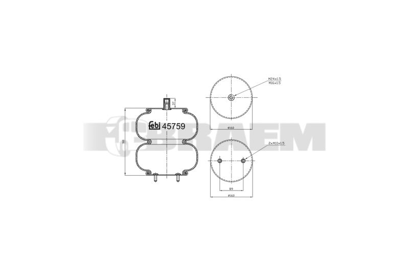 Pièces détachées camions et bus - Suspension - Suspension - Coussin pneumatique - VBA004.2075