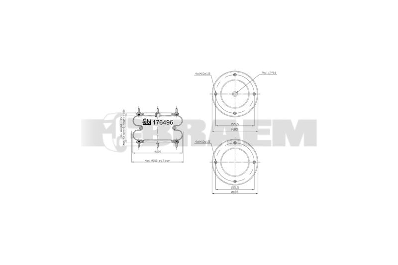 Pièces détachées camions et bus - Suspension - Suspension - Coussin pneumatique - VBA005.142