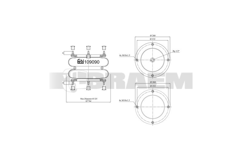 Pièces détachées camions et bus - Suspension - Suspension - Coussin pneumatique - VBA005.159