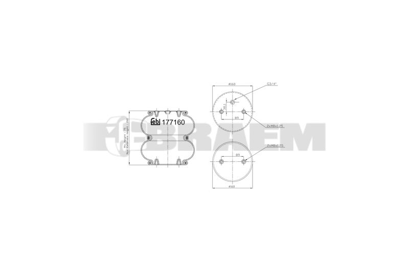 Pièces détachées camions et bus - Suspension - Suspension - Coussin pneumatique - VBA005.161