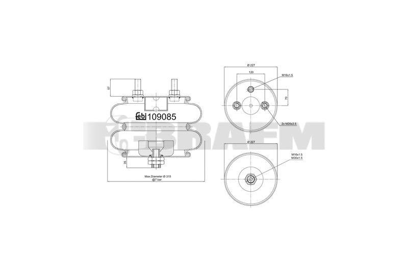 Pièces détachées camions et bus - Suspension - Suspension - Coussin pneumatique - VBA005.277