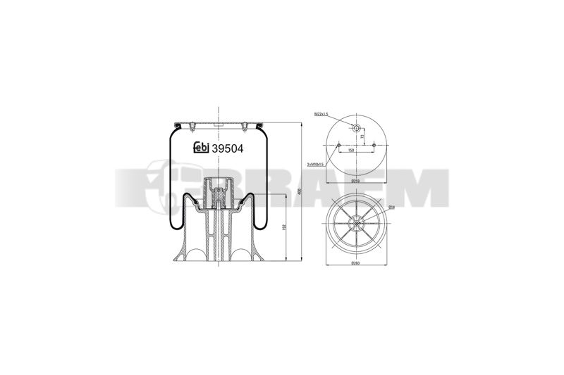 Pièces détachées camions et bus - Suspension - Suspension - Coussin pneumatique - VBA005.423
