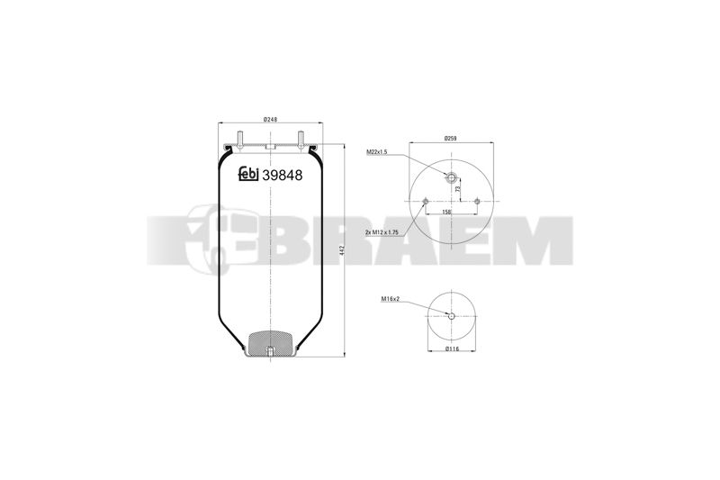 Pièces détachées camions et bus - Suspension - Suspension - Coussin pneumatique - VBA005.789