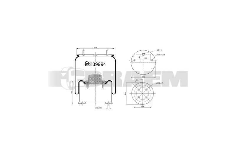 Pièces détachées camions et bus - Suspension - Suspension - Coussin pneumatique - VBA005.790