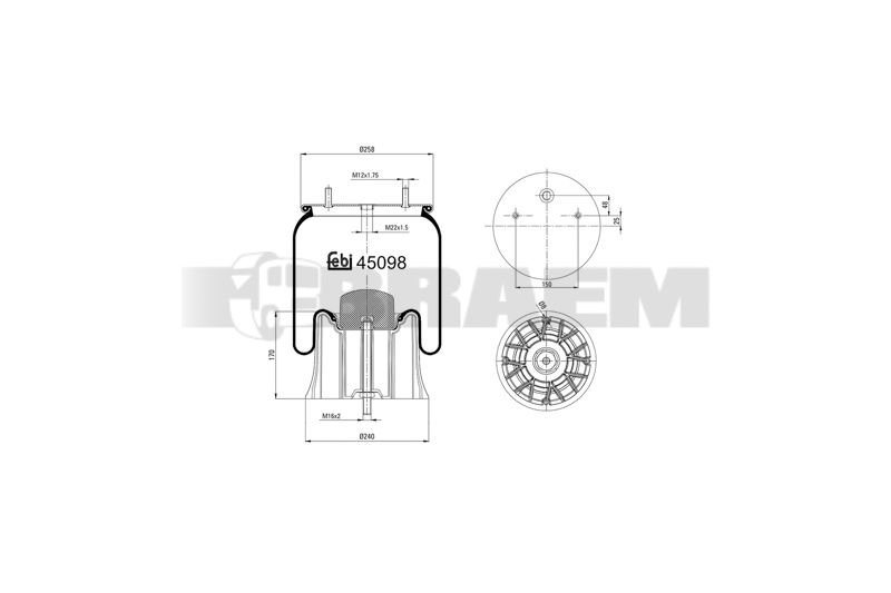 Pièces détachées camions et bus - Suspension - Suspension - Coussin pneumatique - VBA005.792