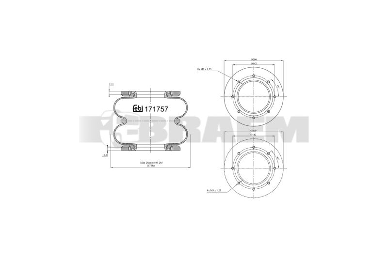 Truck and bus spare parts - Suspension - Suspension - Bellows - VSO50.170